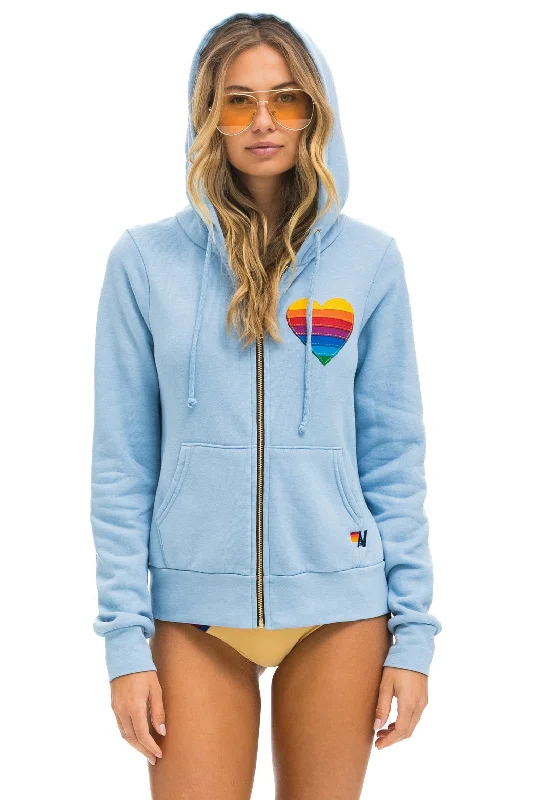 RAINBOW HEART STITCH ZIP HOODIE - ICE