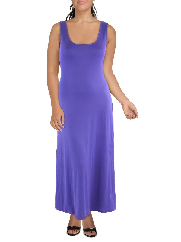 Plus Womens Knit Sleeveless Maxi Dress