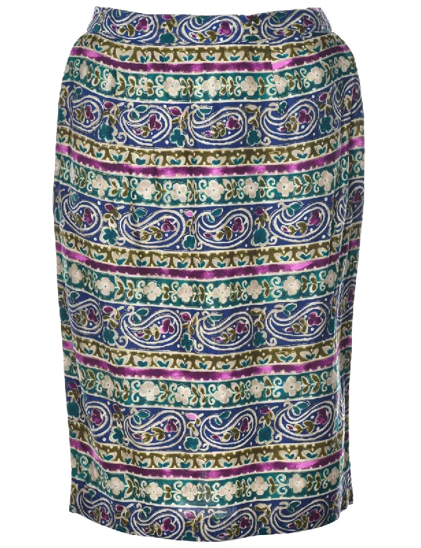 Paisley Print Skirt - M