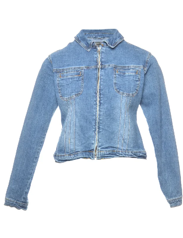 Zip Front Denim Jacket - M