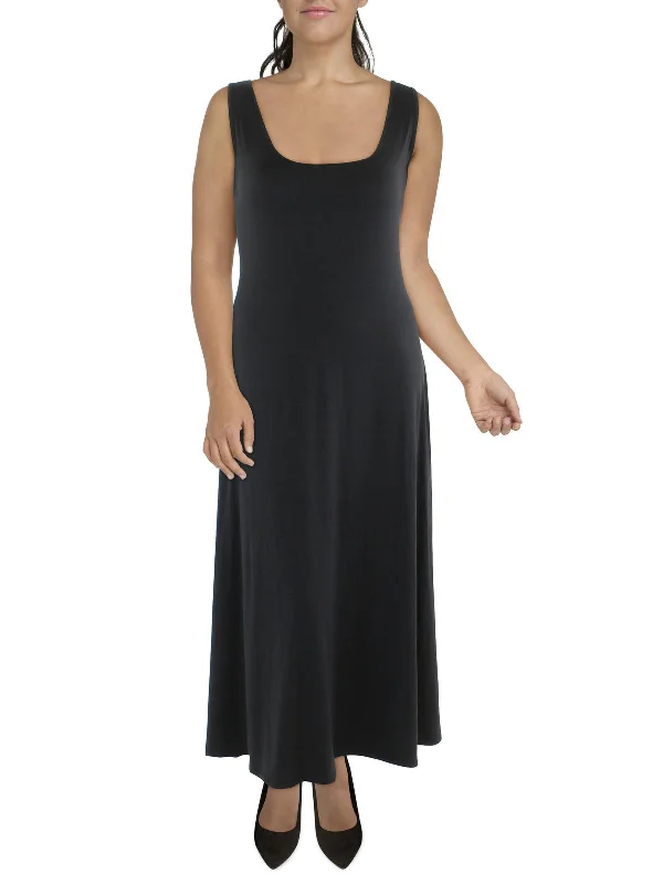 Plus Womens Knit Sleeveless Maxi Dress