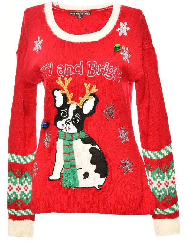 Pug Design Christmas Jumper - M