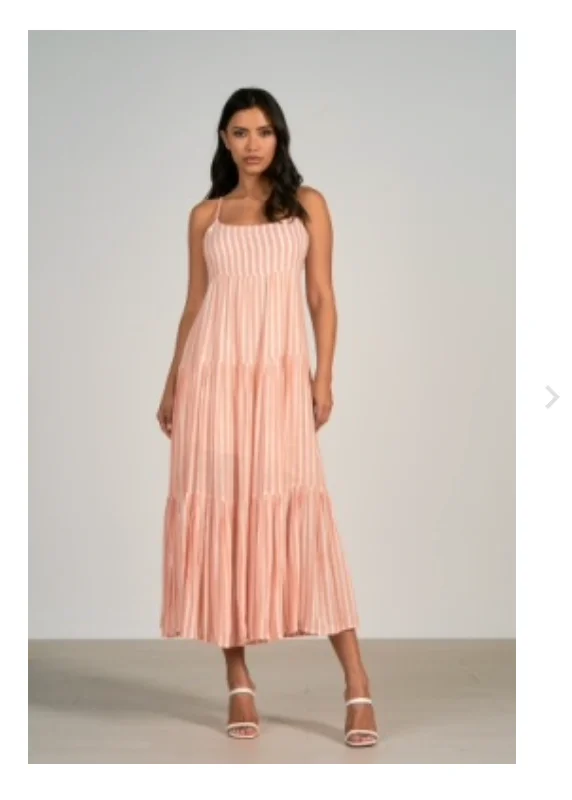 ELAN SP23 MAXI DRESS IN CORAL STRIPE