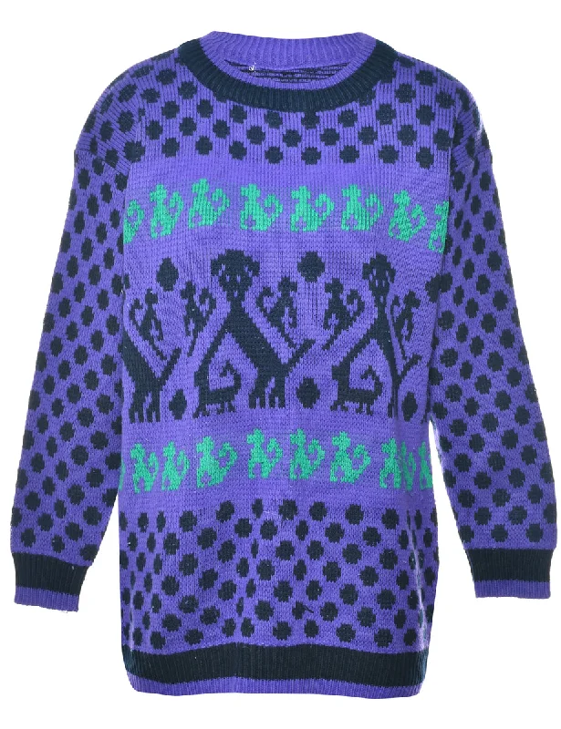 Patterned Purple Jumper - L