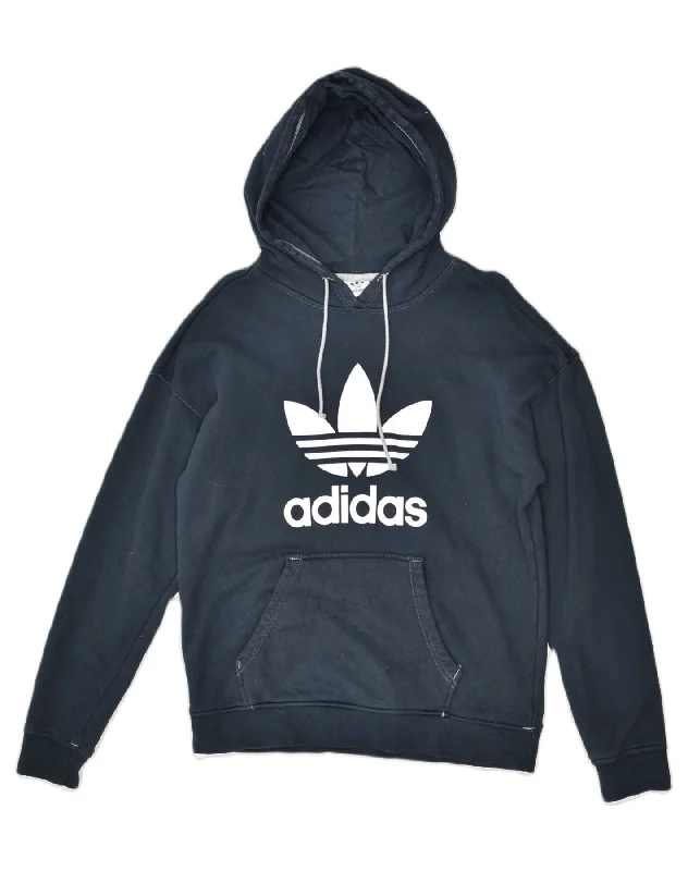 ADIDAS Womens Graphic Hoodie Jumper UK 6 XS Black Cotton