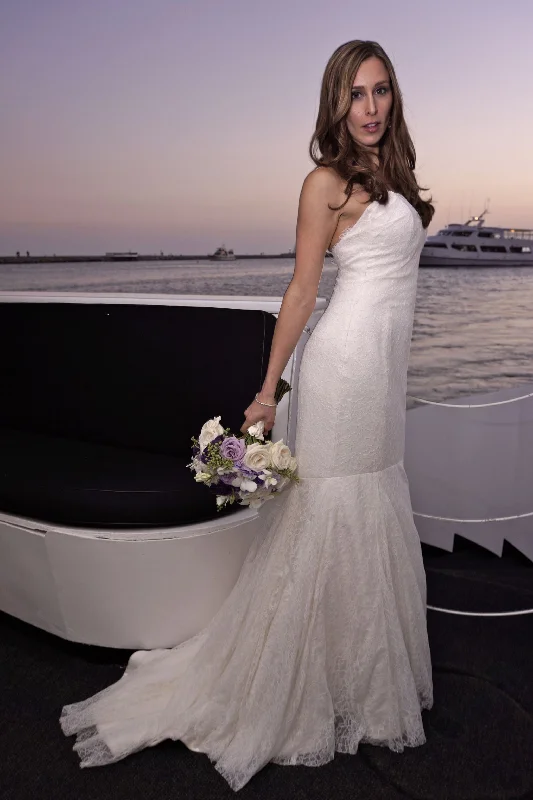 Now or Never Lazaro Chantilly Lace Trumpet Gown