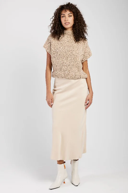 Woven Midi Skirt in Champagne