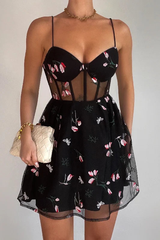 Buy Now Lover Floral Mini Dress - Black