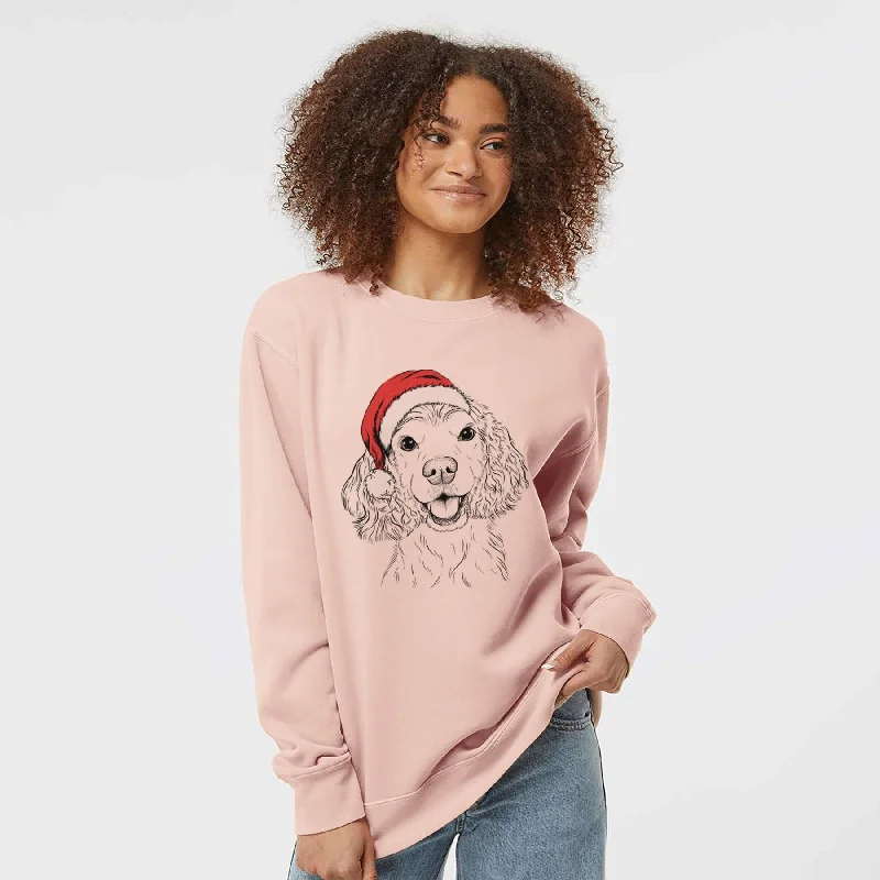 Santa Cricket the American Cocker Spaniel - Unisex Pigment Dyed Crew Sweatshirt