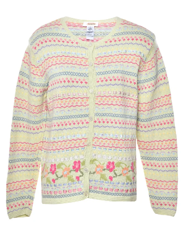 Floral Knit Cardigan - M