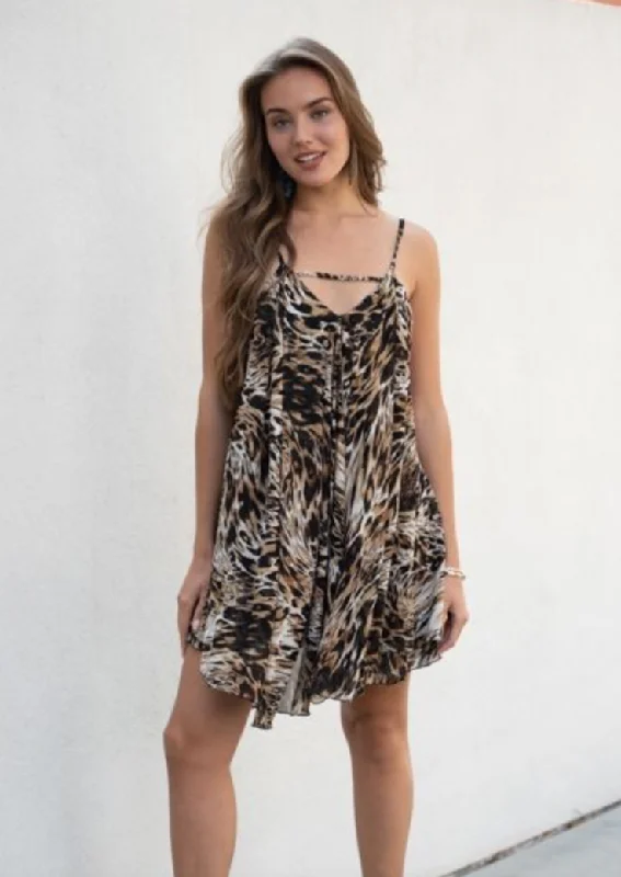 CHEETAH PRINT SPAGHETTI STRAP DOUBLE LAYER TANK