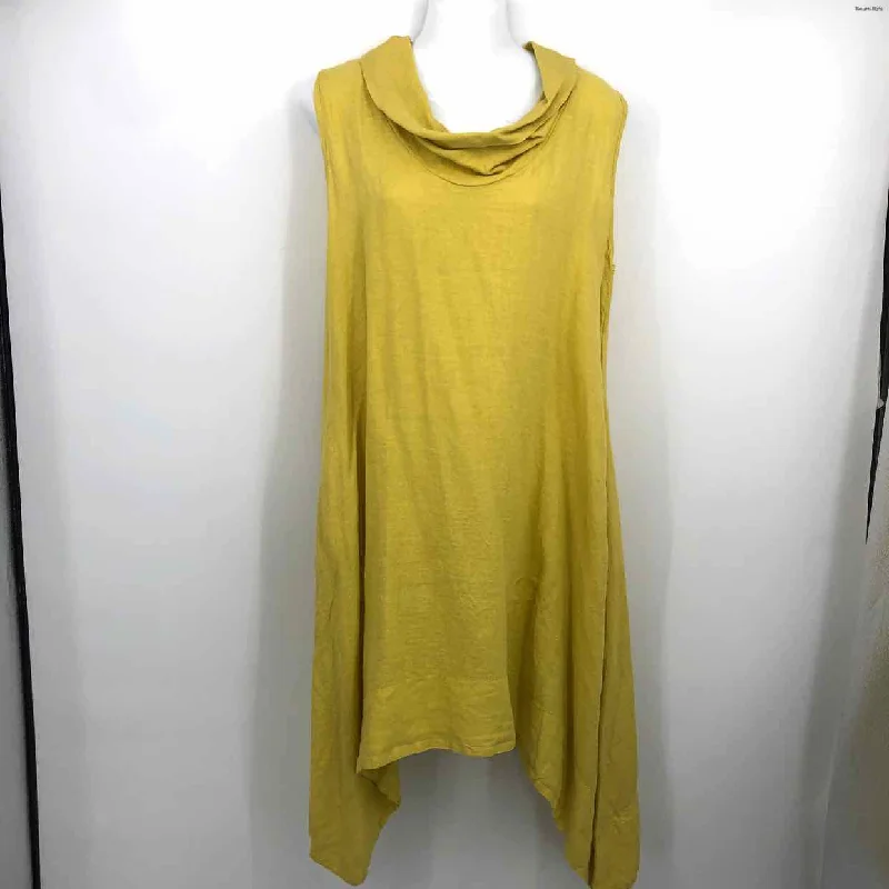 SAGA Yellow Made in Italy Cowl Neck Tank Size LARGE  (L) Dress