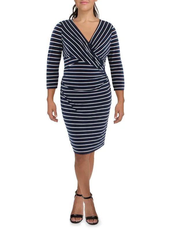 Womens Striped Knee-Length Wear to Work Dress