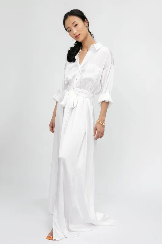 Cammi Long Shirt Dress in White