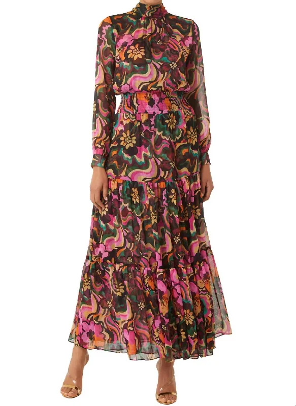 Daphne Dress In Flora Groove Chiffon