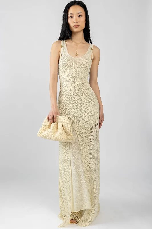 Sirena Cotton Maxi Dress in Creme