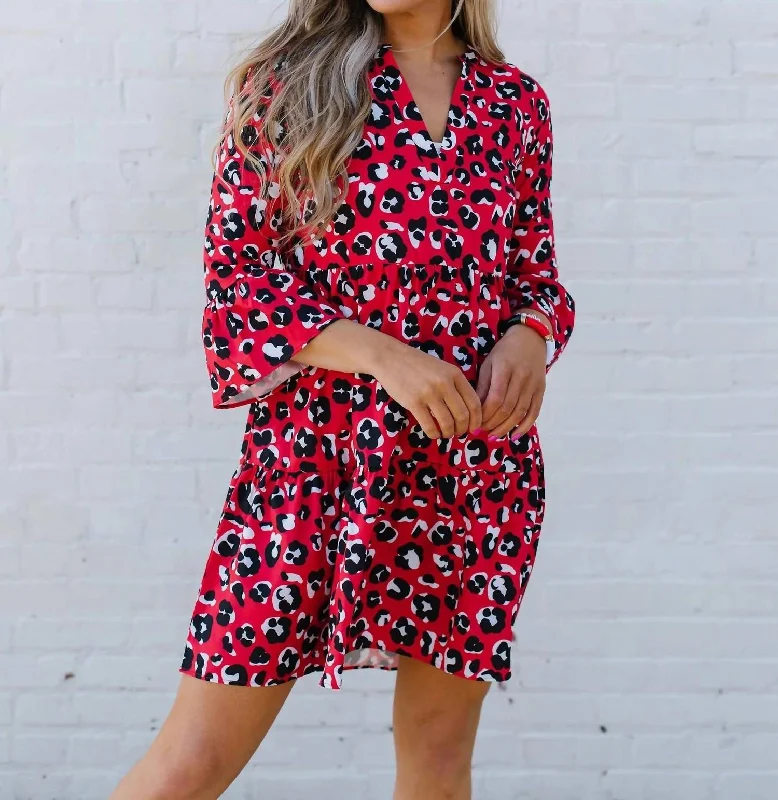 Morgan Dress In Walk This Way Red