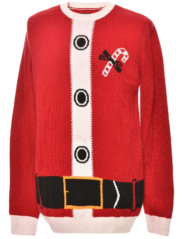 Red Santa Claus Christmas Jumper - L