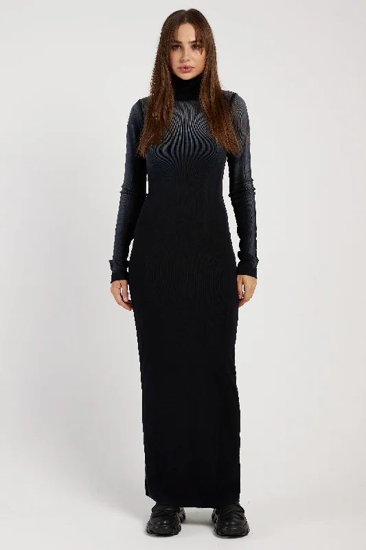 Verona Turtleneck Maxi Dress in Black Cast