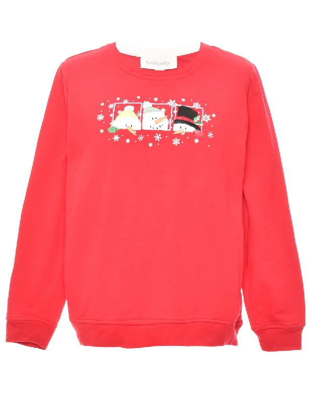 Snowman Red Christmas Sweatshirt - L