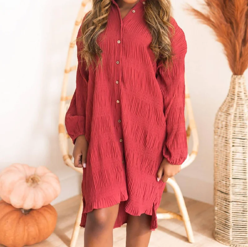 No Limits Shirt Dress In Rosewood