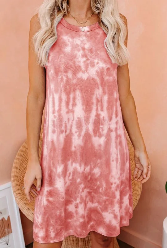 Coral Tie Dye Tank Dress