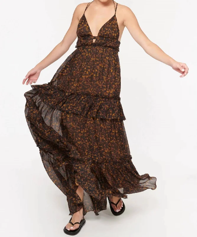 Doris Chiffon Dress In Tortoise Shell