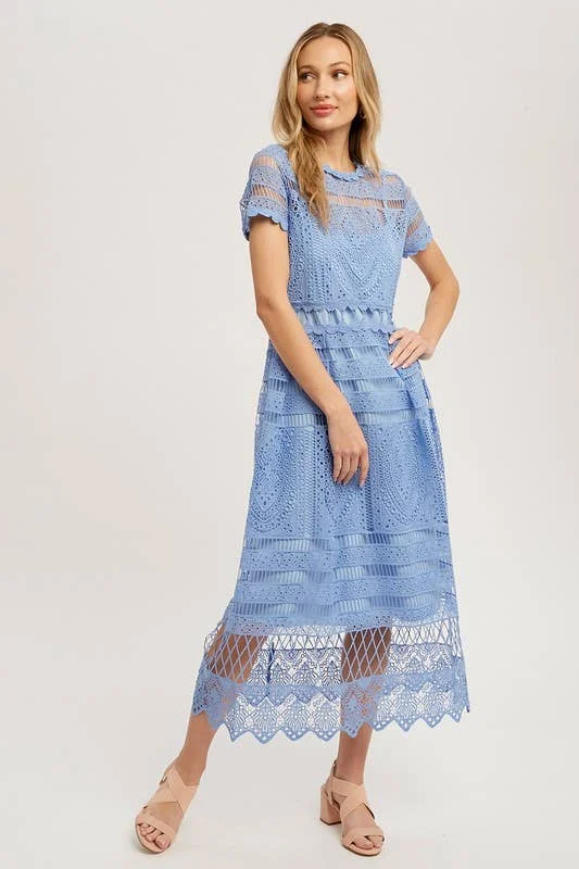 Bellle Crochet Lace Midi Dress