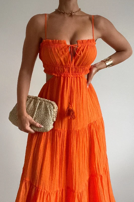 Unmissable Offer Rochelle Midi Dress - Orange