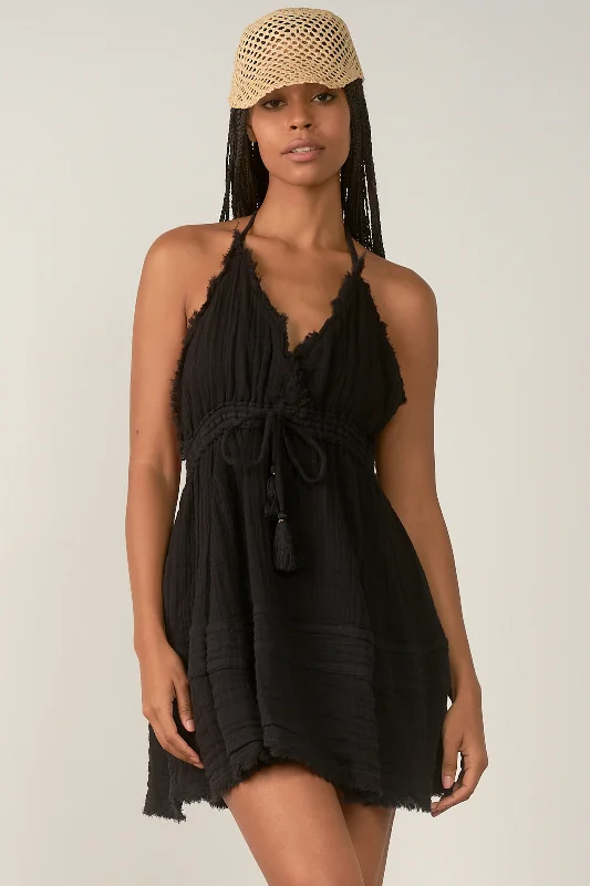 ELAN SP22 BLACK HALTER DRESS